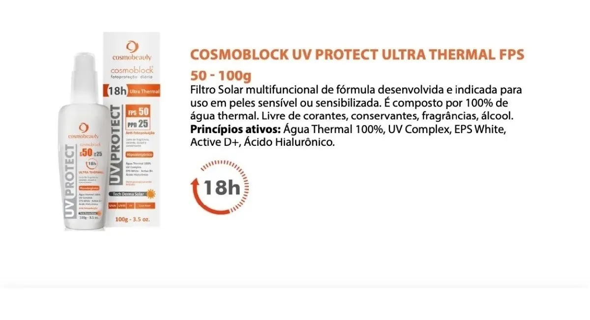 UV Protect Thermal Sense D com FPS 50 e PPD 25 18hs proteção